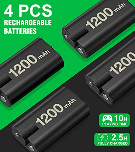 Charger for Xbox One Controller Battery Pack with 4x1200mAh (4x2880mWh) USB Rechargeable Xbox One Battery Charger Station for Xbox Series X|S, Xbox One S/One X/Elite Controllers-Xbox One Accessories