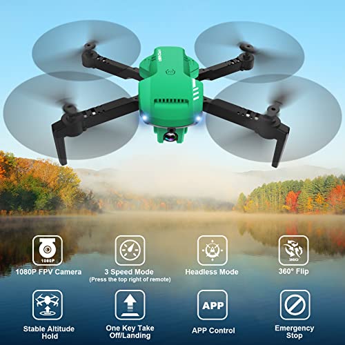 RADCLO Drone with Camera - 1080P HD FPV Foldable Drone with Carrying Case, 2 Batteries, 90° Adjustable Lens, One Key Take Off/Land, Altitude Hold, 360° Flip, Toys Gifts for Kids and Adults