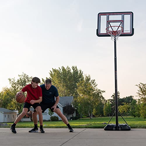 Lifetime Height Adjustable Portable Basketball Hoop Pro Court System, 44 Inch Backboard, Red/White