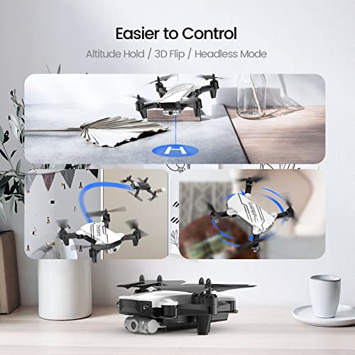 DEERC D20 Mini Drone with Camera for Kids, Remote Control Toys Gifts for Boys Girls with Voice Control, Gestures Selfie, Altitude Hold, Gravity Control, One Key Start, 3D Flips 2 Batteries, White