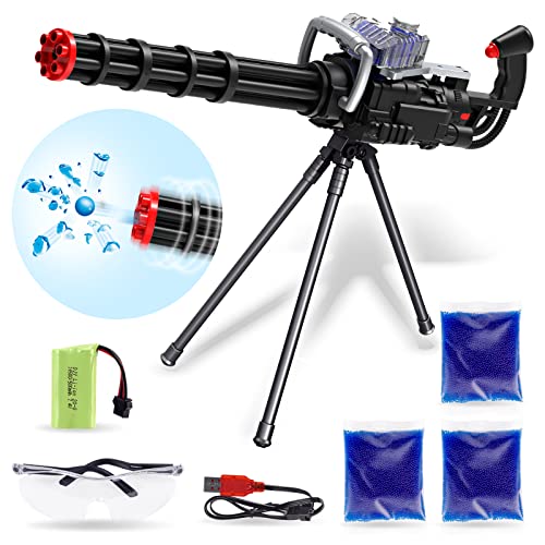 edifying Gel Ball Blaster, Electric Splatter Ball with 30,000 Water Beads,Large Capacity Gatling M134 for Outdoor Backyard Team Games, Boys and Girls for Age 12+(Big Black)