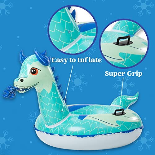 JOYIN 47” Inflatable Snow Tube for Kids and Adults, Heavy-Duty Snow Tube for Sledding, Great Inflatable Snow Tubes for Winter Fun and Family Activities (Ice Dragon)