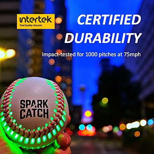 SPARK CATCH Light Up Baseball, Glow in The Dark , Perfect Gifts for Boys, Girls, and Players, Official Size and Weight with Genuine Leather (Neon Green)