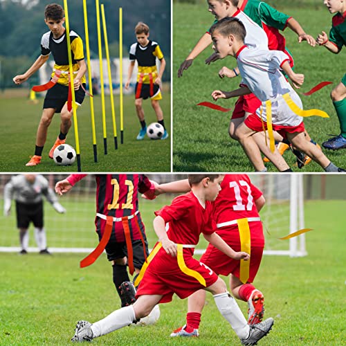 Flag Football Set, 14 Player Flag Football Belts Kit, Includes 14 Belts, 42 Flags,12 Cones and Storage Bag (Red-Yellow)