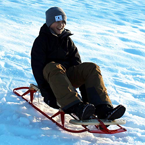 Flexible Flyer Metal Runner Sled. Steel & Wood Steering Snow Slider, 48”