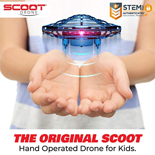Force1 Scoot Hand Operated Drone for Kids or Adults - Hands Free Motion Sensor Mini Drone, Indoor Small UFO Toy Flying Ball Drone (Blue)