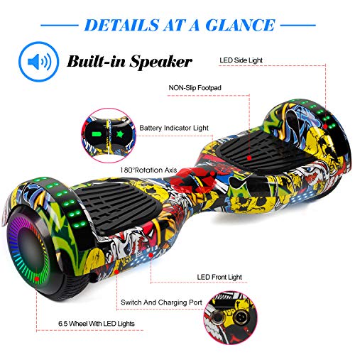 FLYING-ANT Hoverboards UL Certified 6.5 Smart Scooter Two-Wheel self Balancing Electric Scooter Light Free Bag and Charger Included
