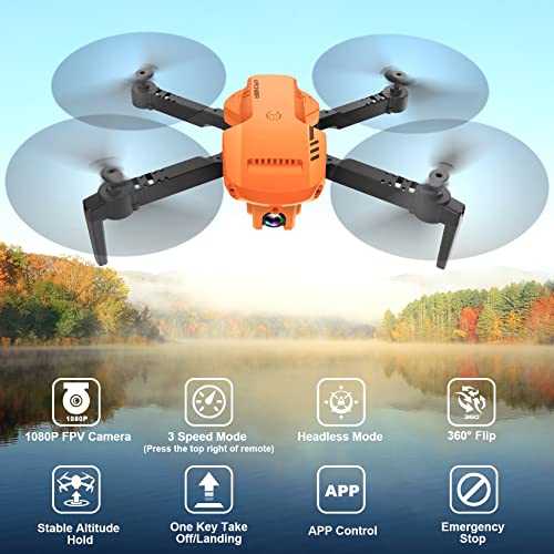 RADCLO Drones for Kids and Adults - Drone with camera 1080P HD, FPV Foldable Drone with Carrying Case, 2 Batteries, 90° Adjustable Lens, One Key Take Off/Land, Altitude Hold, 360° Flip, Toys Gifts