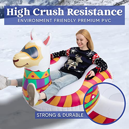 JOYIN 47” Inflatable Snow Tube for Kids and Adults, Heavy-Duty Snow Tube for Sledding, Great Inflatable Snow Tubes for Winter Fun and Family Activities (Llama)