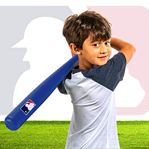 Franklin Sports Plastic Baseball Bat + Ball Set - MLB Kids Lightweight 30" Youth Blue