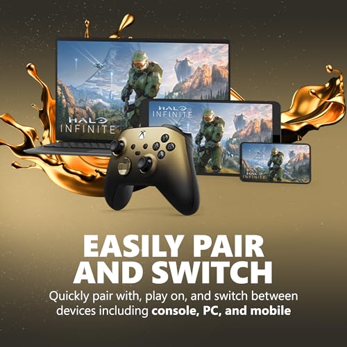 Xbox Wireless Controller Gold Shadow Special Edition - Wireless & Bluetooth Connectivity - New Hybrid D-Pad - New Share Button - Featuring Textured Grip - Easily Pair & Switch Between Devices