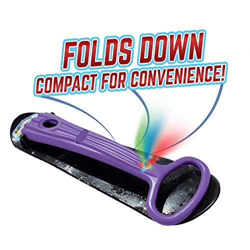Geospace Original Winter Fun Ski Skooter Sled with Single LED Light: Fold-up Portable Snowboard Kick-Scooter Sled for Use on Snow (Purple)