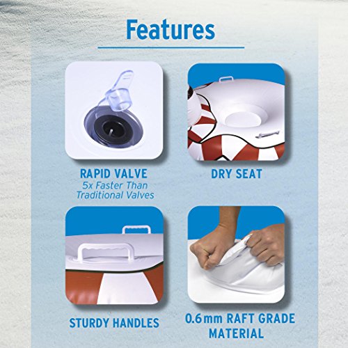 GoFloats Winter Snow Tube - Inflatable Sled for Kids and Adults (Choose From Unicorn, Disney's Frozen, Ice Dragon, Polar Bear, Penguin, Flamingo)