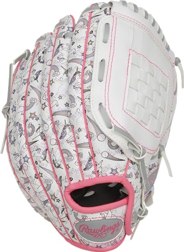 Rawlings | PLAYERS SERIES Youth Softball Glove | Right Hand Throw | 10" - Basket Web | White/Unicorn