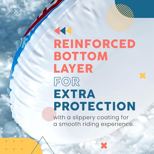 Sunlite Sports Polar Bear Snow Tube - Heavy Duty Snow Sled Toboggan for Winter, Inflatable Saucer with Dual Sealed Seams, Comfortable Grip Handles, Airtight Boston Valve, Repair Patch Kit