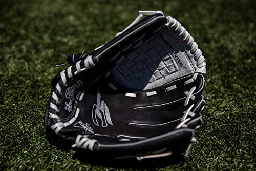 Rawlings boys 10.5" | Ages 6-8 Baseball Glove, Black/Grey, 10.5 inch US