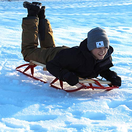Flexible Flyer Metal Runner Sled. Steel & Wood Steering Snow Slider, 48”
