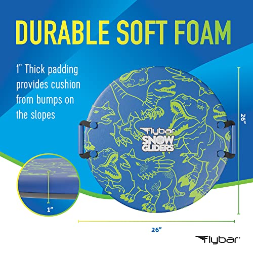 Flybar Snow Sled for Kids - Foam Saucer Disc Sled, Ages 6+, Easy Grip Handles, Durable with Slick Bottom & PE Core Build, Lightweight Sleds for Kids, Snow Toys for Kids Outdoor, Up to 110 lbs, 26"