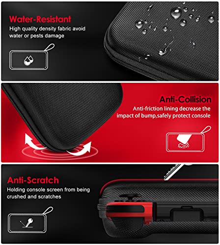 ivoler Carrying Case for Nintendo Switch and NEW Switch OLED Model(2021),Portable Hard Shell Pouch Carrying Travel Game Bag for Switch Accessories Holds 10 Game Cartridge (Black)