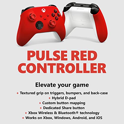 Xbox Core Wireless Controller – Pulse Red – Xbox Series X|S, Xbox One, and Windows Devices