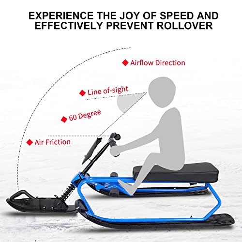 Wodesid Snow Racer Sled with Steering Wheel and Twin Brakes, Ski Sled Snowboard for Kids Teens and Adults Winter Sport Ski Sled Slider Board for Downhill and Uphill (Adults)