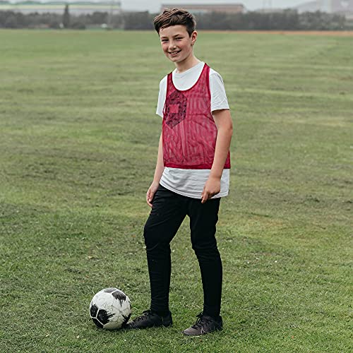 Super Z Outlet 12-Pack Nylon Mesh Team Practice Jerseys for Youth Sports (Red/Blue)