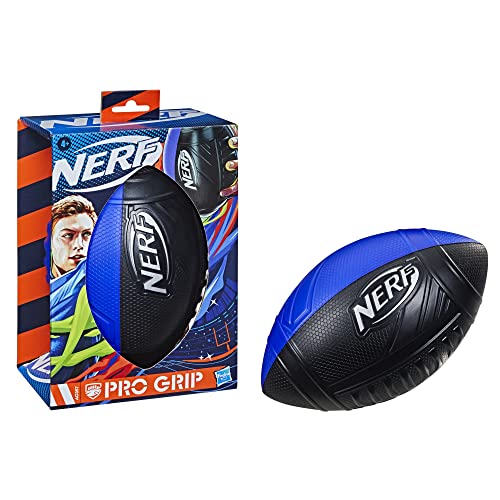 NERF Pro Grip Football, Blue, Classic Foam Ball, Easy to Catch & Throw, Sports Toys, or Stocking Stuffers for Kids