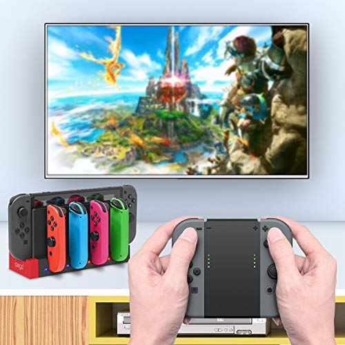 FYOUNG Charger for Switch &Switch OLED Joy Cons Controllers, Charging Dock Base Station for Nintendo Switch Joycons with Indicator, Charger Station Stand for Joy Cons