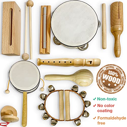 Stoie’s International Wooden Music Set, Percussion Kids Musical Instruments, Montessori Unique Play Toddler Musical Instruments for Kids Ages 3, 5, 9, 12- Baby Musical Toys, Baby Musical Instruments