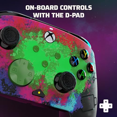PDP Gaming REMATCH GLOW Advanced Wired Controller Licensed for Xbox Series X|S/Xbox One/PC, Customizable, App Supported - Space Dust (Glow in the Dark)