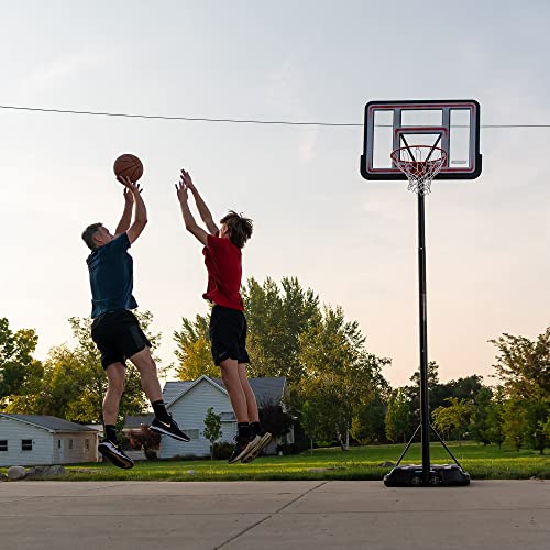Lifetime Height Adjustable Portable Basketball Hoop Pro Court System, 44 Inch Backboard, Red/White