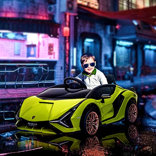 Aosom Lamborghini SIAN Licensed Kids Ride On Car, 12V Battery Powered Electric Sports Car Toy with Remote Control, Horn, Music, & Headlights for 3-5 Years Old, Green