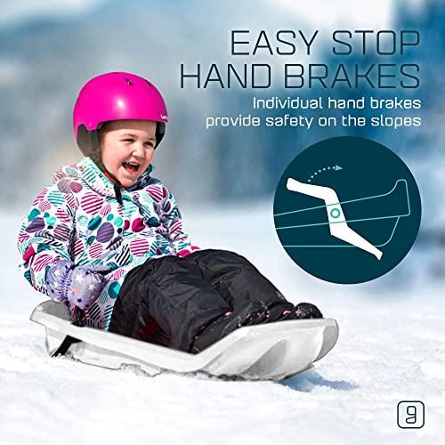 Gizmo Riders Tron Snow Sleds for Kids - Toboggan Sled, Bobsled, Durable Plastic Sled with Hand Brakes, Tow Strap, Anti-Slip Seat, Lightweight, Outdoor Toys, Snow Toys, Ages 3+, Up to 120 lbs