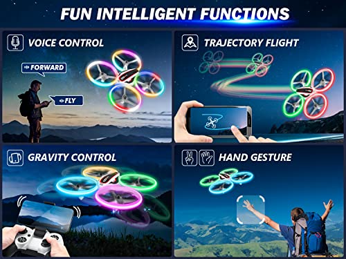 Q9C RC Drone with 720P HD FPV Camera for Kids and Adults Cool Toys Gifts for Boys Girls Teenage with LED Light,Propeller Full Protect,Hobby Quadcopter with Altitude Hold,2 Batteries and Remote Control,Easy to Fly