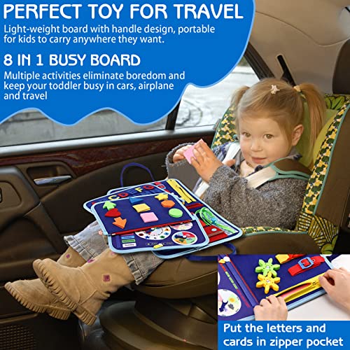 Esjay Toddler Busy Board Montessori Toys for 1 2 3 4 Year Old, Sensory Board with Buckles Educational Activities for Learning Fine Motor Skills, Gifts for Girls Boys, Travel Toys for Airplane Car