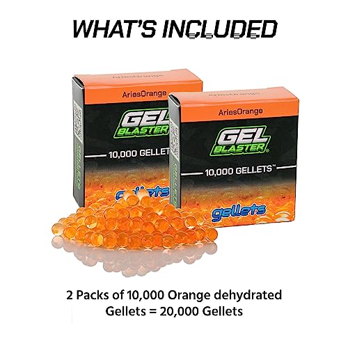 Gel Blaster Gellets - Official Refill Ammo Increased Blasting Performance and Accuracy - Easy to Hydrate - Non-Toxic, No Cleanup, Stain-Free (20,000 - Aires Orange)