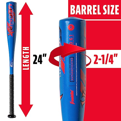 Franklin Sports Venom Aluminum Official Youth Tee Ball Bat - USA Regulation Approved - Perfect for Soft Core T-Balls - 24 Inch/13 Ounce (-11) Blue