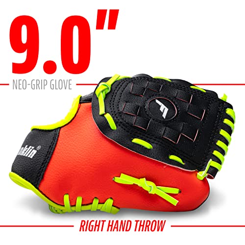 Franklin Sports Kids Baseball Glove - NeoGrip Boys + Girls Youth Tball Glove - Toddler Teeball + Baseball Mitt - Right Hand Throw - Red - 9.0"