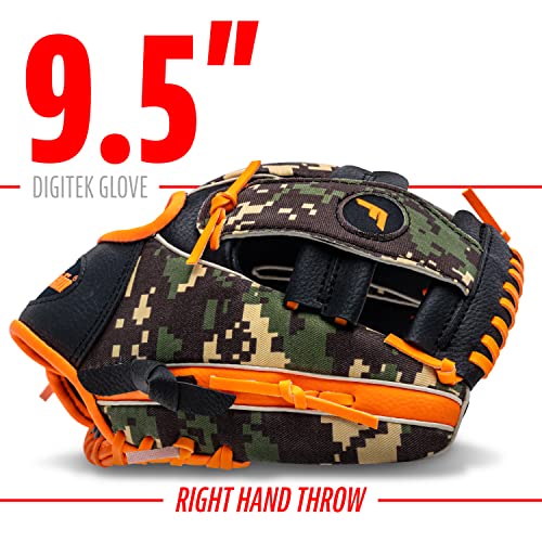 Franklin Sports Kids Baseball + Teeball Glove + Ball Set - RTP Youth Baseball Glove + Foam Ball - Boys + Girls - Orange - Right Hand Throw - 9.5"