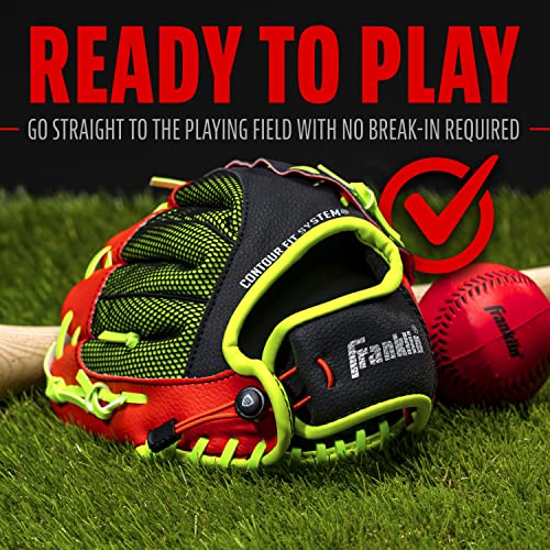 Franklin Sports Kids Baseball Glove - NeoGrip Boys + Girls Youth Tball Glove - Toddler Teeball + Baseball Mitt - Right Hand Throw - Red - 9.0"