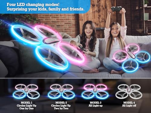 Q9s Drones for Kids,Cool RC Drone with Altitude Hold and Headless Mode,Hobby Quadcopter with Blue&Pink Light,2 Batteries and Remote Control,Birthday and Xmas Gifts Toys for Boys and Girls,Pink