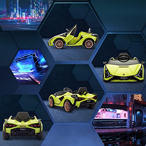 Aosom Lamborghini SIAN Licensed Kids Ride On Car, 12V Battery Powered Electric Sports Car Toy with Remote Control, Horn, Music, & Headlights for 3-5 Years Old, Green