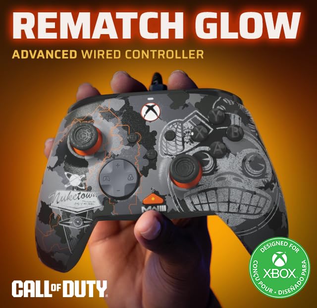 PDP REMATCH GLOW Wired Xbox Controller, Licensed by Microsoft for Xbox, Monkey Bomb Call of Duty