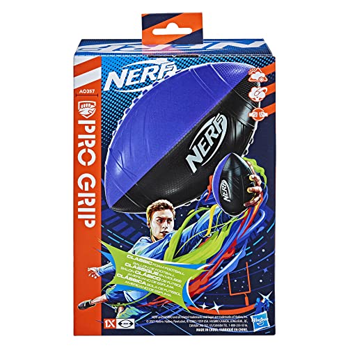 NERF Pro Grip Football, Blue, Classic Foam Ball, Easy to Catch & Throw, Sports Toys, or Stocking Stuffers for Kids