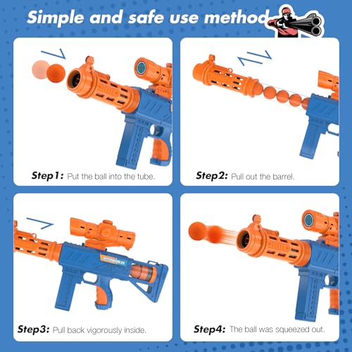 Shooting Game Toy for Boys - 2 Player Toy Foam Blaster Air Guns, 24 Foam Bullet Balls Popper & Standing Shooting Target, Birthday Gifts for Age 3 4 5 6 7 8 9 10-12 Years Old Kids, Girls