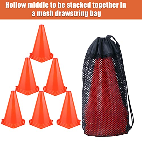 7 Inch Cones Sports, 24 Pack Orange Soccer Cones Agility Field Marker Plastic Traffic Training Cones for Basketball Football Skating Drills Practice - Indoor and Outdoor Festive Events Obstacle Course