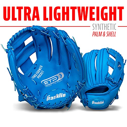 Franklin Sports Kids Baseball Gloves - RTP Youth Teeball Glove + Ball Set - Boys + Girls Mitt Set - Kids + Toddler - Right Hand Throw - 9.5" - Blue