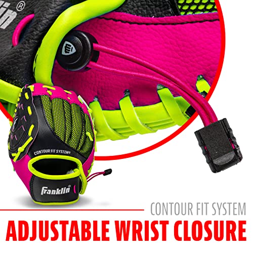 Franklin Sports Teeball Glove - Left and Right Handed Youth Fielding Glove - Neo-Grip - Synthetic Leather Baseball Glove - 9.0 Inch Left Hand Throw - Ready To Play Glove with Ball - Pink