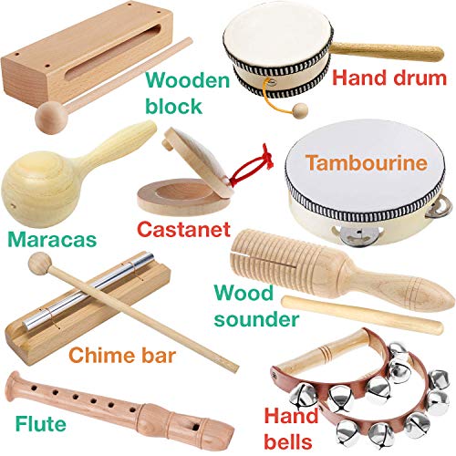 Stoie’s International Wooden Music Set, Percussion Kids Musical Instruments, Montessori Unique Play Toddler Musical Instruments for Kids Ages 3, 5, 9, 12- Baby Musical Toys, Baby Musical Instruments