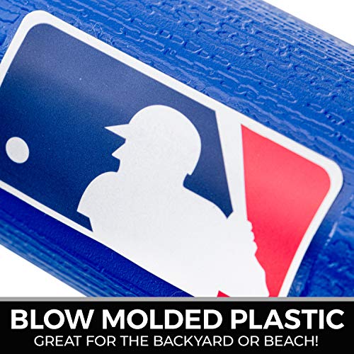 Franklin Sports Plastic Baseball Bat + Ball Set - MLB Kids Lightweight 30" Youth Blue